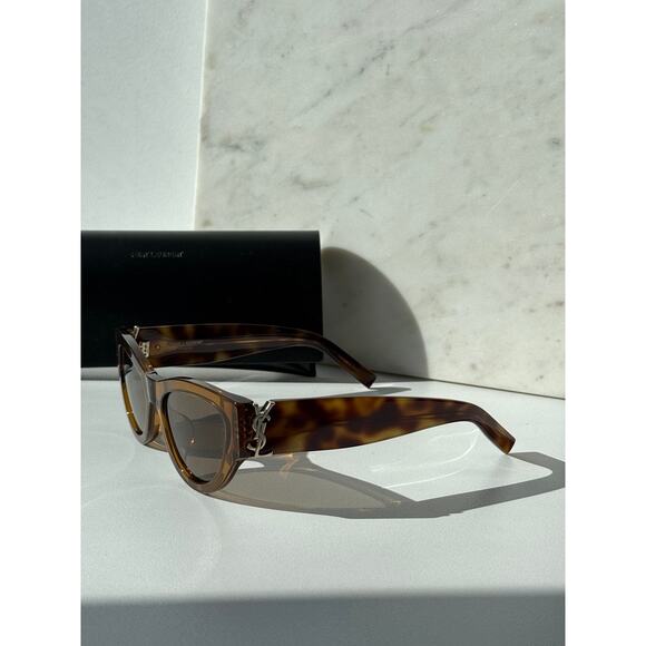 NEW Saint Laurent SLM94/F Brown Gold Cat Eye Sunglasses